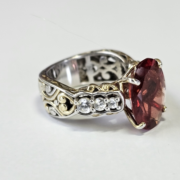 Retired Gems En Vogue 7.79ctw Andesine & White Zircon Cocktail 💍 Sz 6! 🔥 - Picture 6 of 9